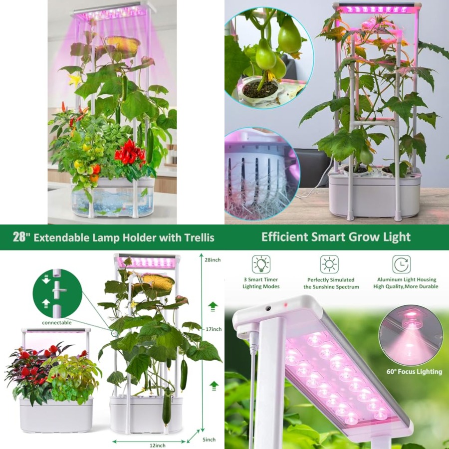 Hydroponic System - Hydroponics Growing System kit with Trellis,