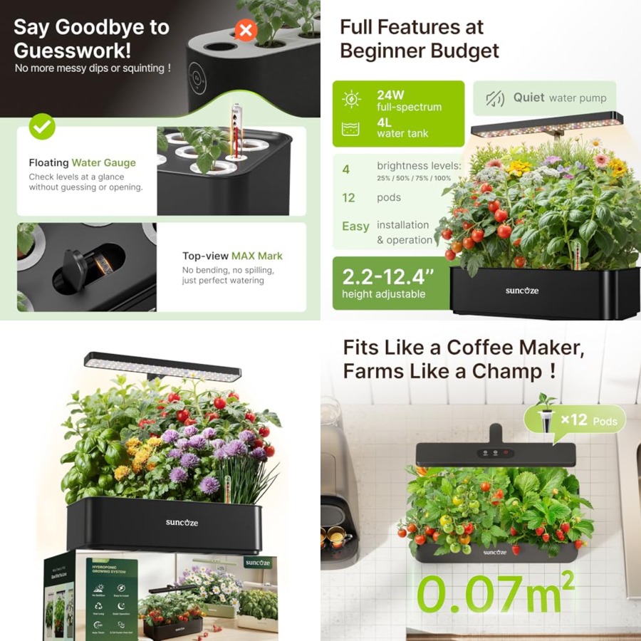 Hydroponic System - Hydroponics Growing System Kit 12 Pods,