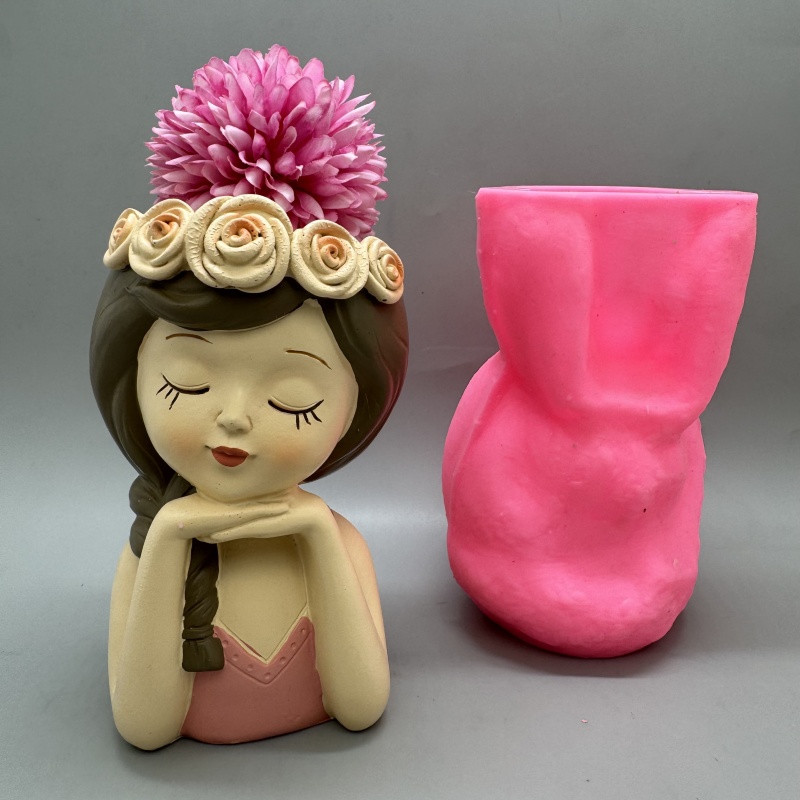 Gardening Tools Cute - Cute girl flower pot silicone mold