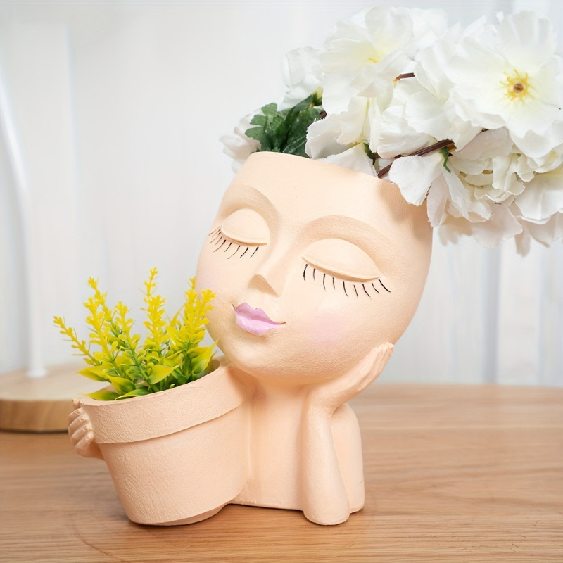 Gardening Tools Cute - Face Planter Pot - Double Flower