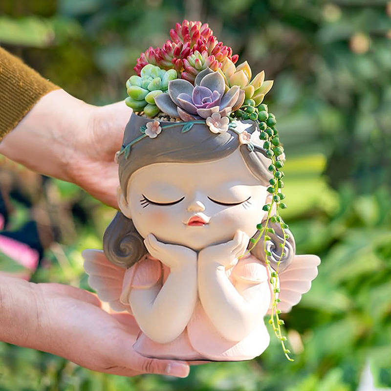 7 inch Cute Angel Girl Face Pl - Gardening Tools Cute のレビューと価格
