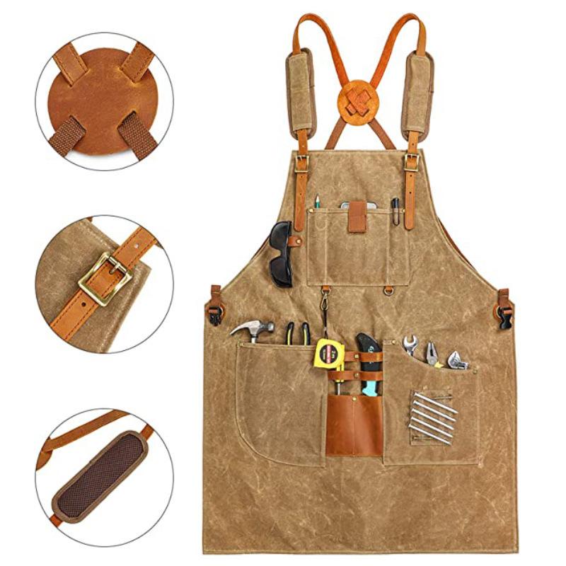 Men Canvas Apron Multifunction - Gardening Tools Logo のレビューと価格