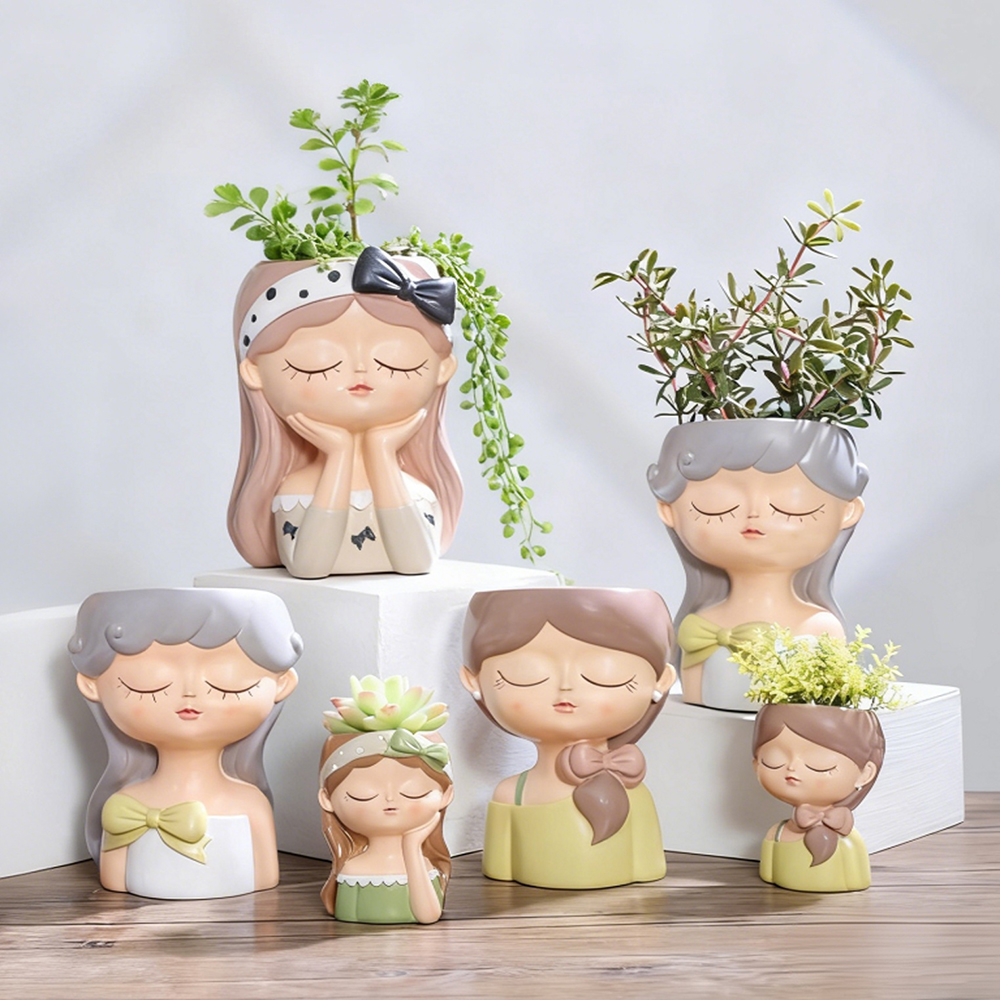 Cute Girl Small Plant Pot Resi - Gardening Tools Cute のレビューと価格