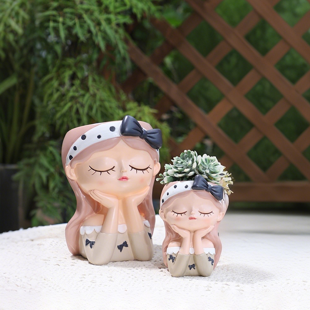 Cute Girl Small Plant Pot Resi - Gardening Tools Cute のレビューと価格