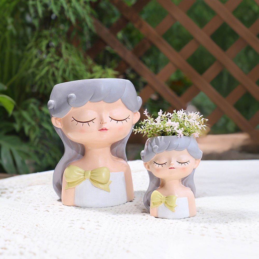 Cute Girl Small Plant Pot Resi - Gardening Tools Cute のレビューと価格