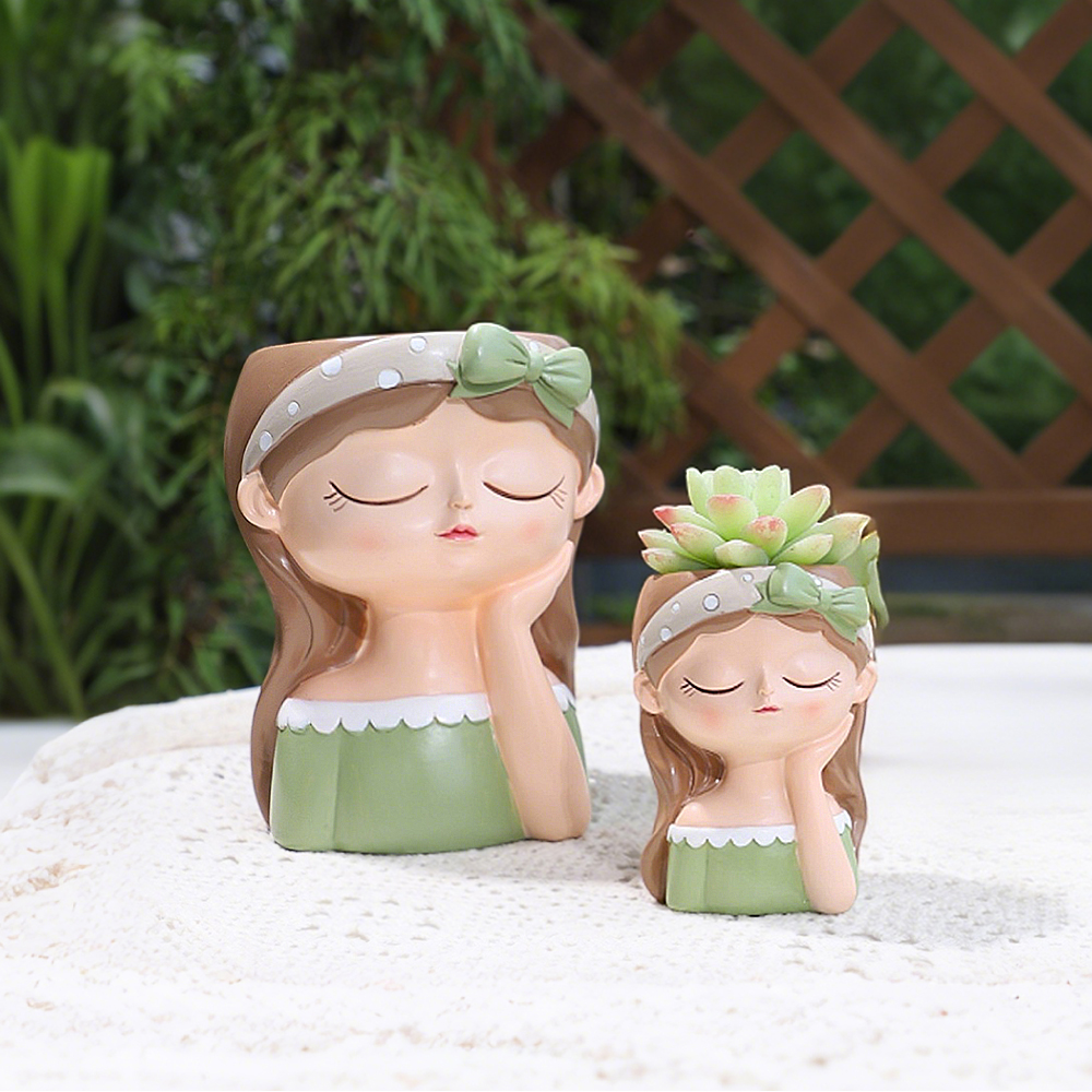 Cute Girl Small Plant Pot Resi - Gardening Tools Cute のレビューと価格